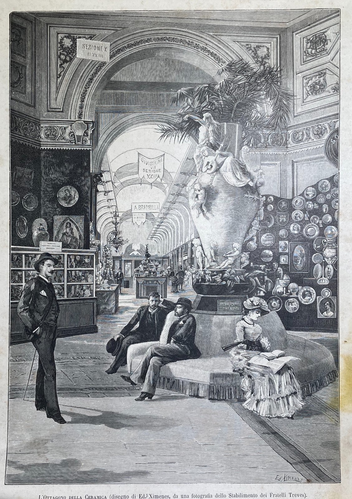 Esposizione Di Torino 1884: Padiglione Della Ceramica E Pubblicità Brambilla