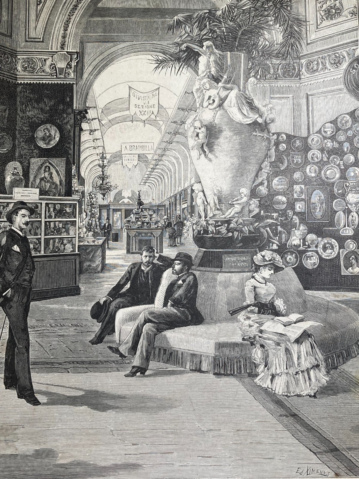Esposizione Di Torino 1884: Padiglione Della Ceramica E Pubblicità Brambilla