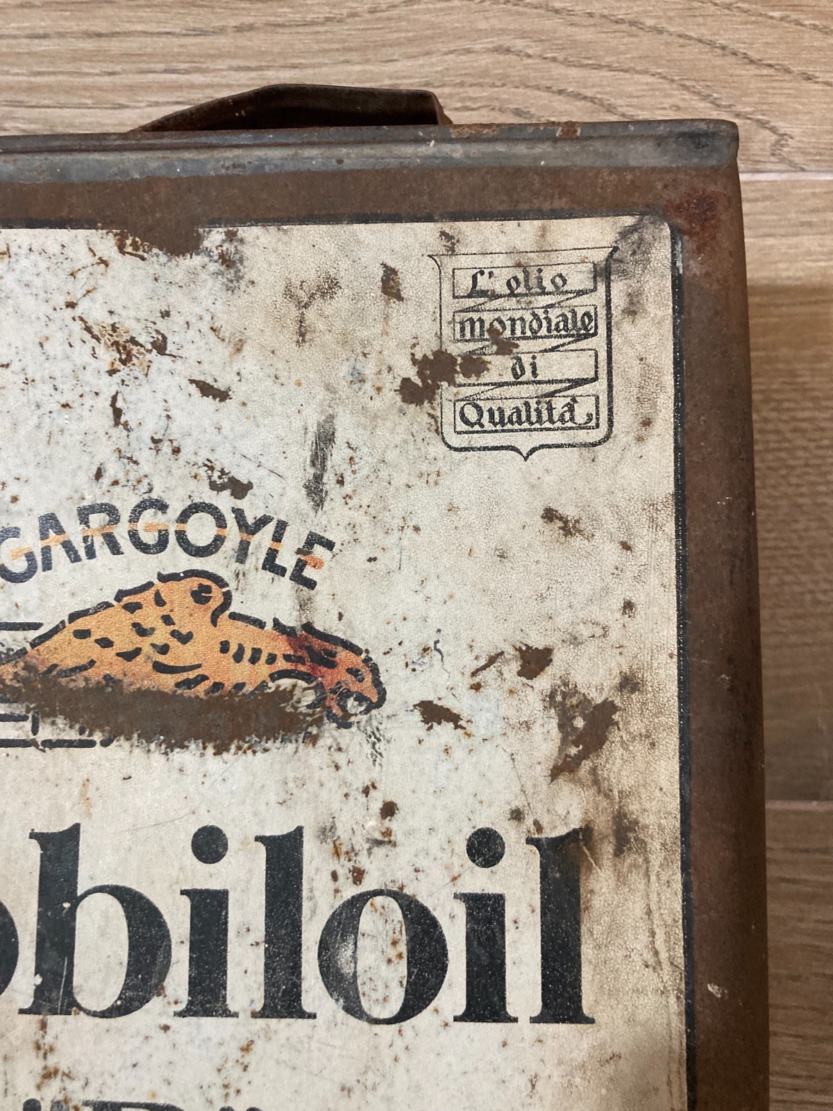Motori, Lubrificanti: Mobiloil "B", Genova, Vacuum Oil Company. Latta Pubblicitaria.