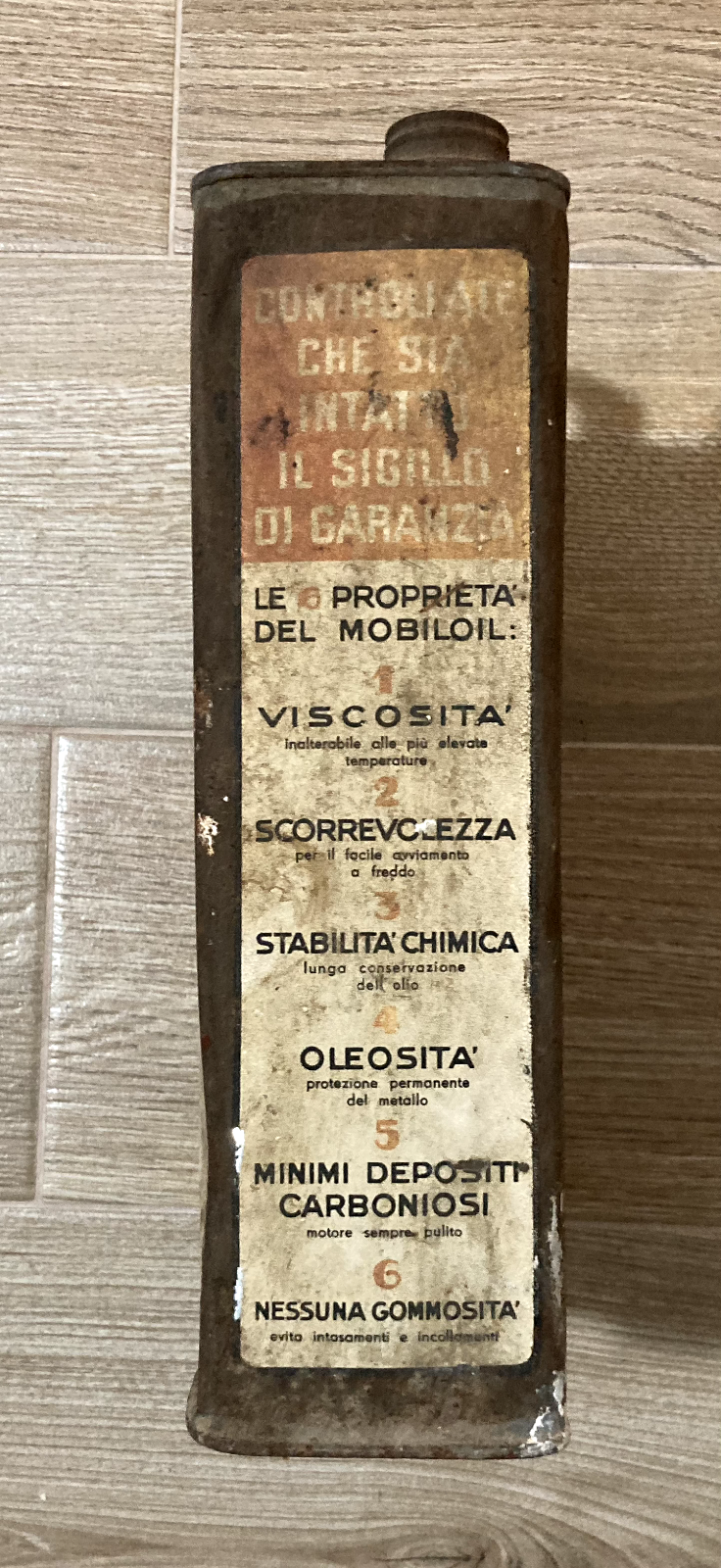 Motori, Lubrificanti: Mobiloil "B", Genova, Vacuum Oil Company. Latta Pubblicitaria.