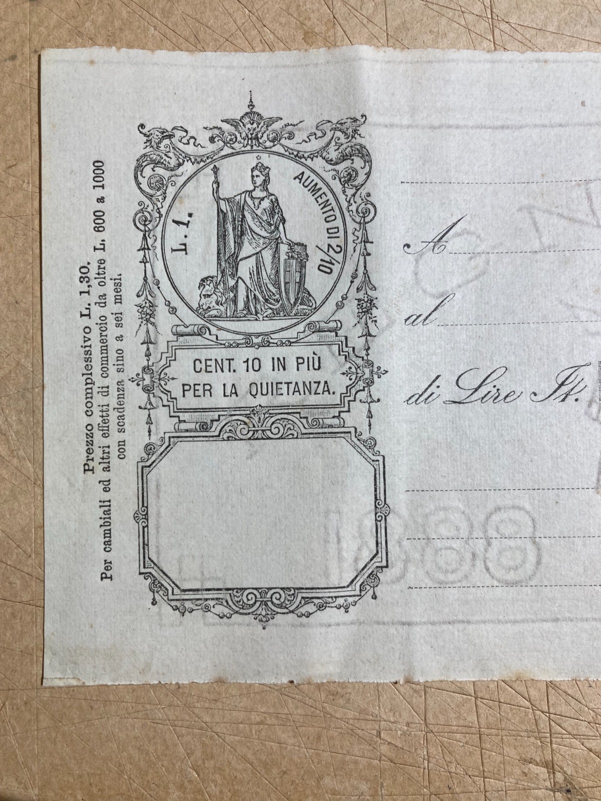 Collezionismo Cartaceo: Araldica E Stemma Sabaudo Su Antica Cambiale Filigranata