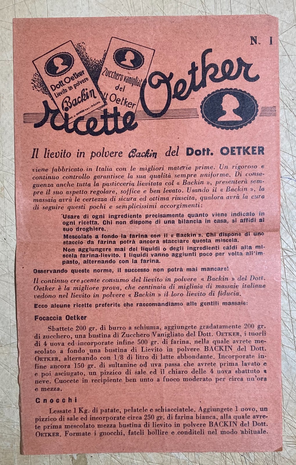 Alimentazione, Cucina, Lievito Backin, Dr. Oetker, Volantino Pubblicitario, Ricette