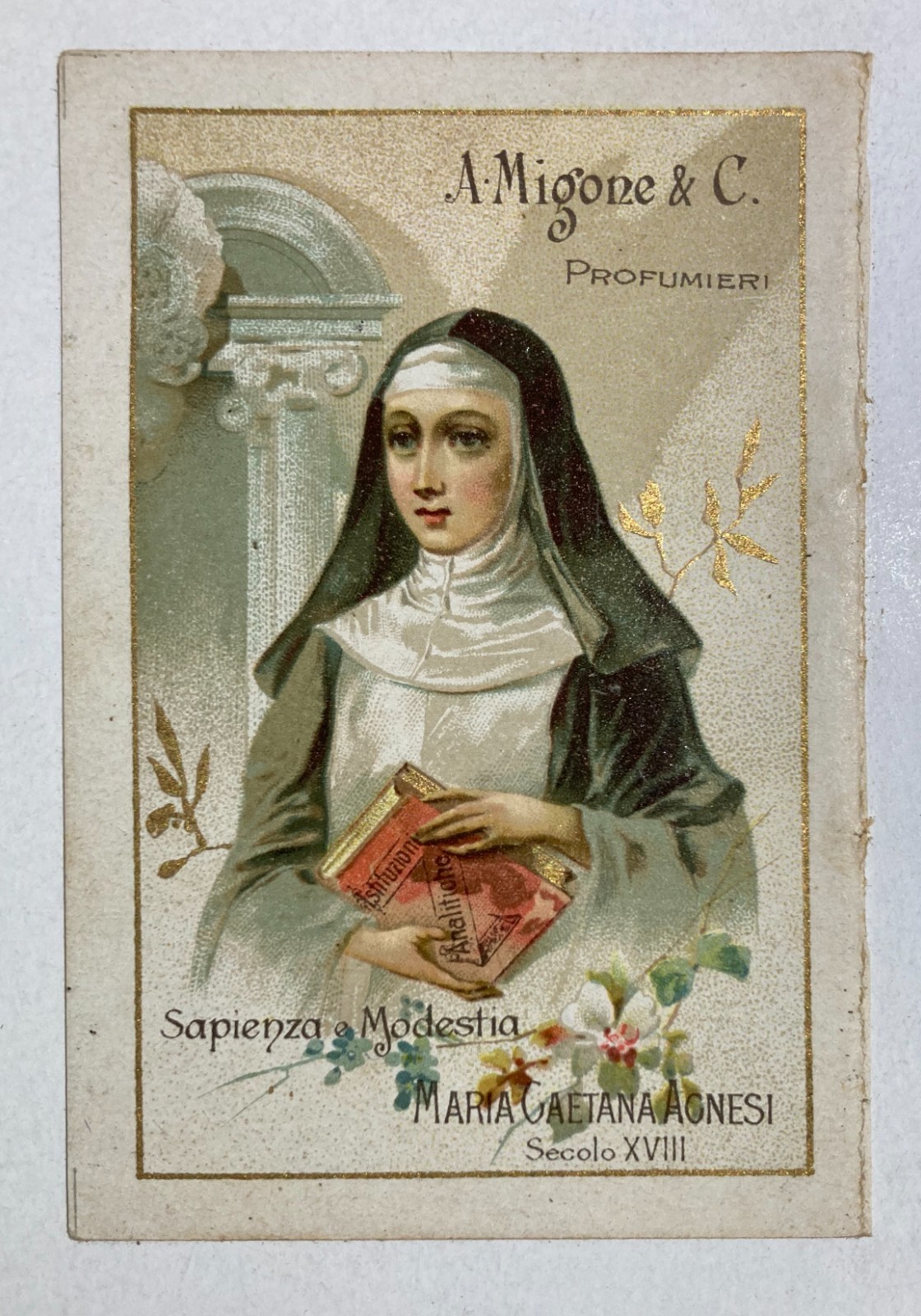 Profumeria Migone: Maria Gaetana Agnesi, Stampa Pubblicitaria Cromolitografica