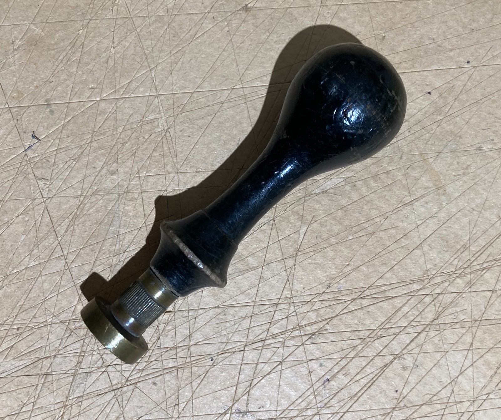 Antico Timbro Con Monogramma Araldico AC In Legno E Ottone