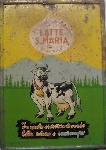 Caseificio Latte S. Maria: Targa Pubblicitaria In Latta, Edizione Pelliconi, Bologna