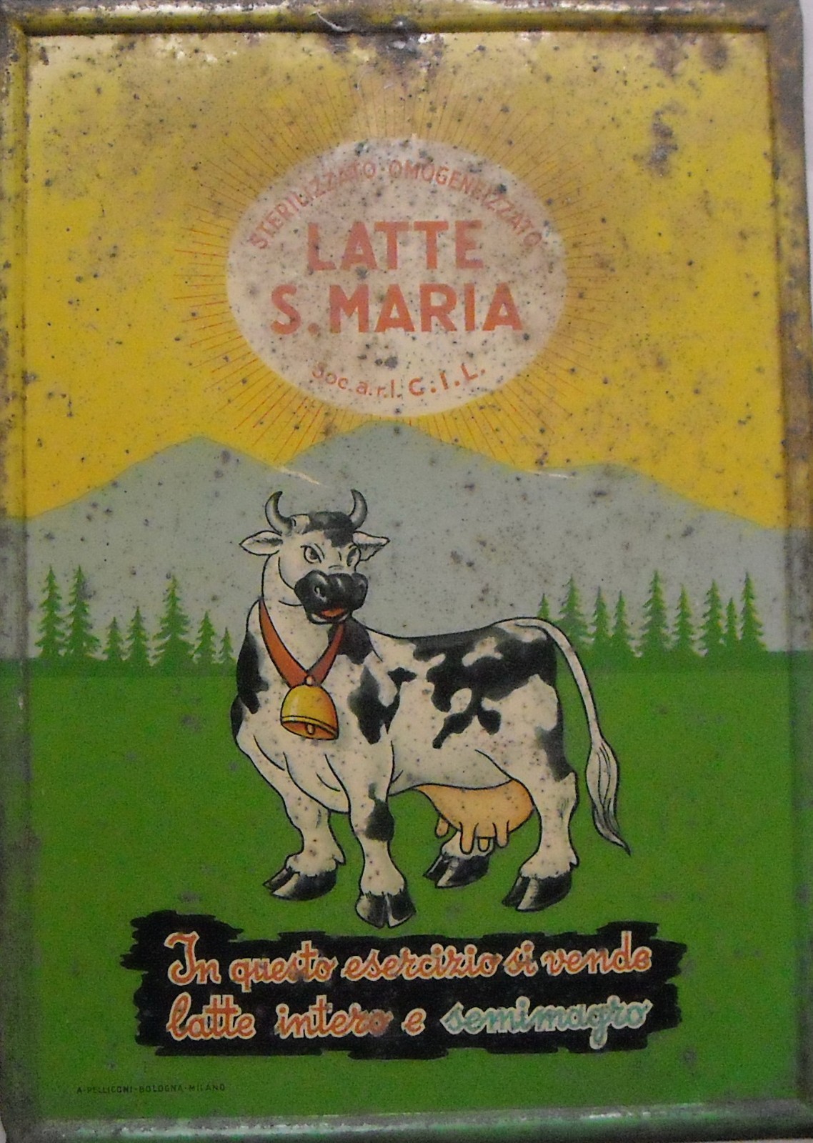 Caseificio Latte S. Maria: Targa Pubblicitaria In Latta, Edizione Pelliconi, Bologna