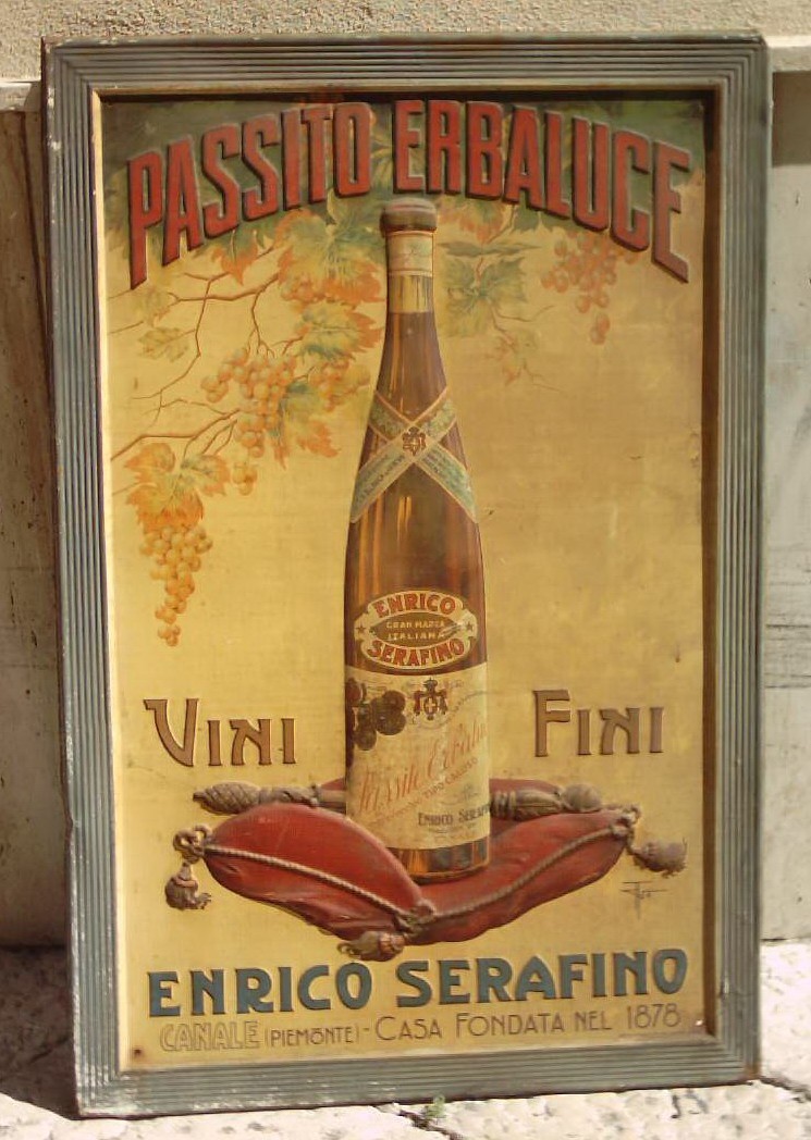 Enologia: Serafino Passito   Grande Targa Pubblicitaria In Latta, Canale