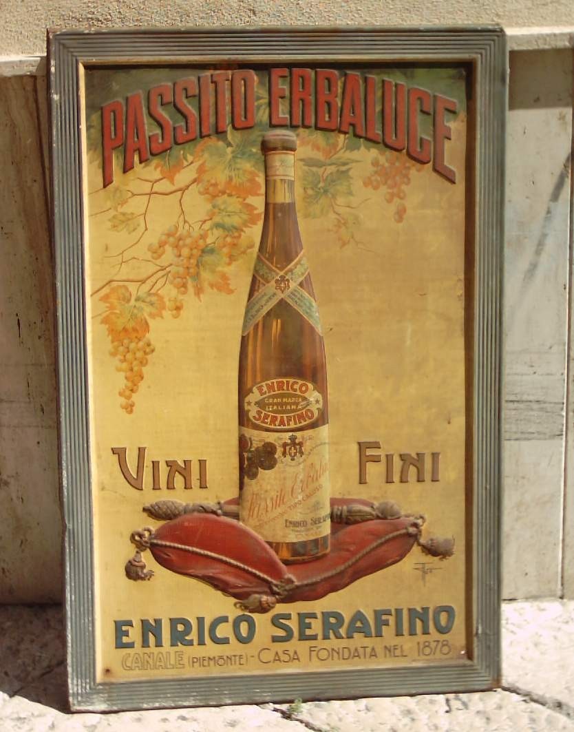 Enologia: Serafino Passito   Grande Targa Pubblicitaria In Latta, Canale
