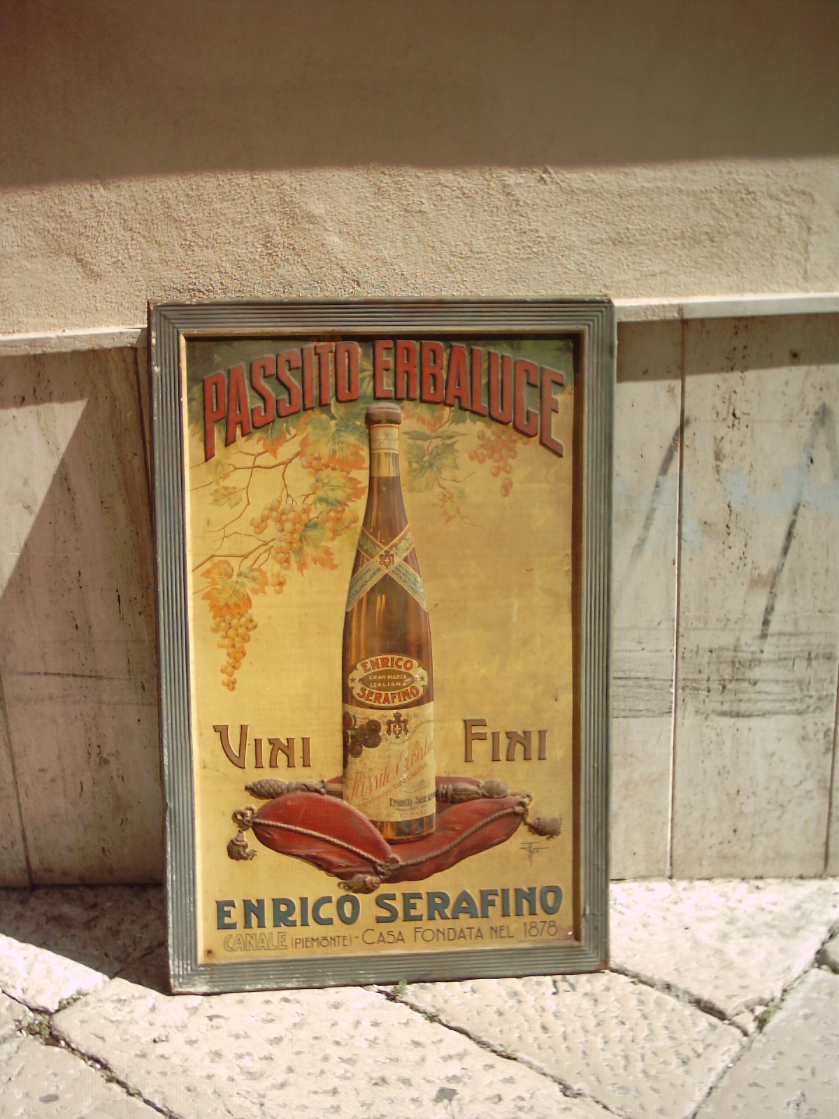 Enologia: Serafino Passito   Grande Targa Pubblicitaria In Latta, Canale