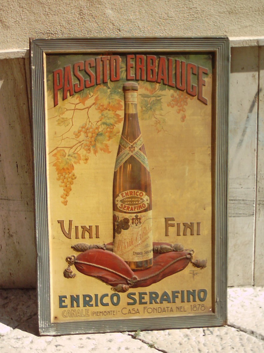 Enologia: Serafino Passito   Grande Targa Pubblicitaria In Latta, Canale
