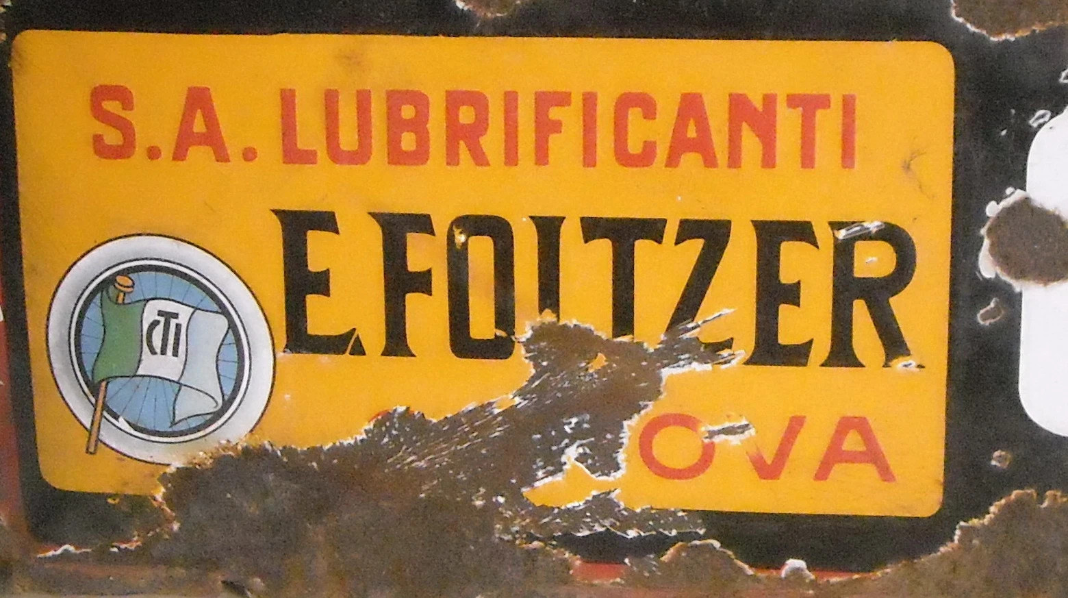 Motori, Olio Lubrificanti Touring Oil Foltzer Genova: Storica Targa Pubblicitaria