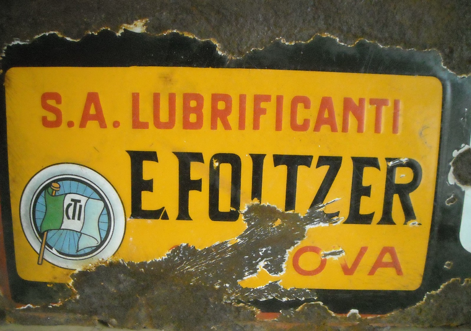 Motori, Olio Lubrificanti Touring Oil Foltzer Genova: Storica Targa Pubblicitaria