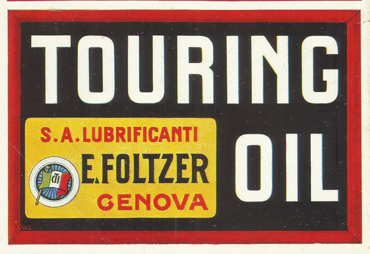 Motori, Olio Lubrificanti Touring Oil Foltzer Genova: Storica Targa Pubblicitaria