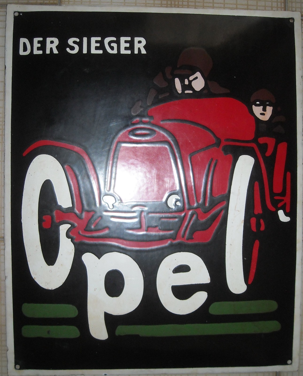 Der Sieger Opel: Targa Pubblicitaria In Latta Porcellanata
