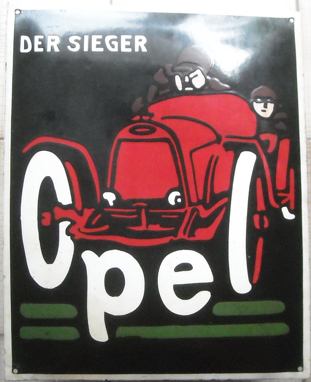 Der Sieger Opel: Targa Pubblicitaria In Latta Porcellanata
