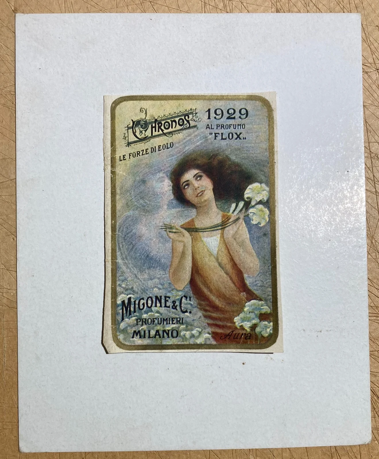 Profumeria Migone: Allegoria dell'Aura e di Eolo, Stampa Pubblicitaria (1929)