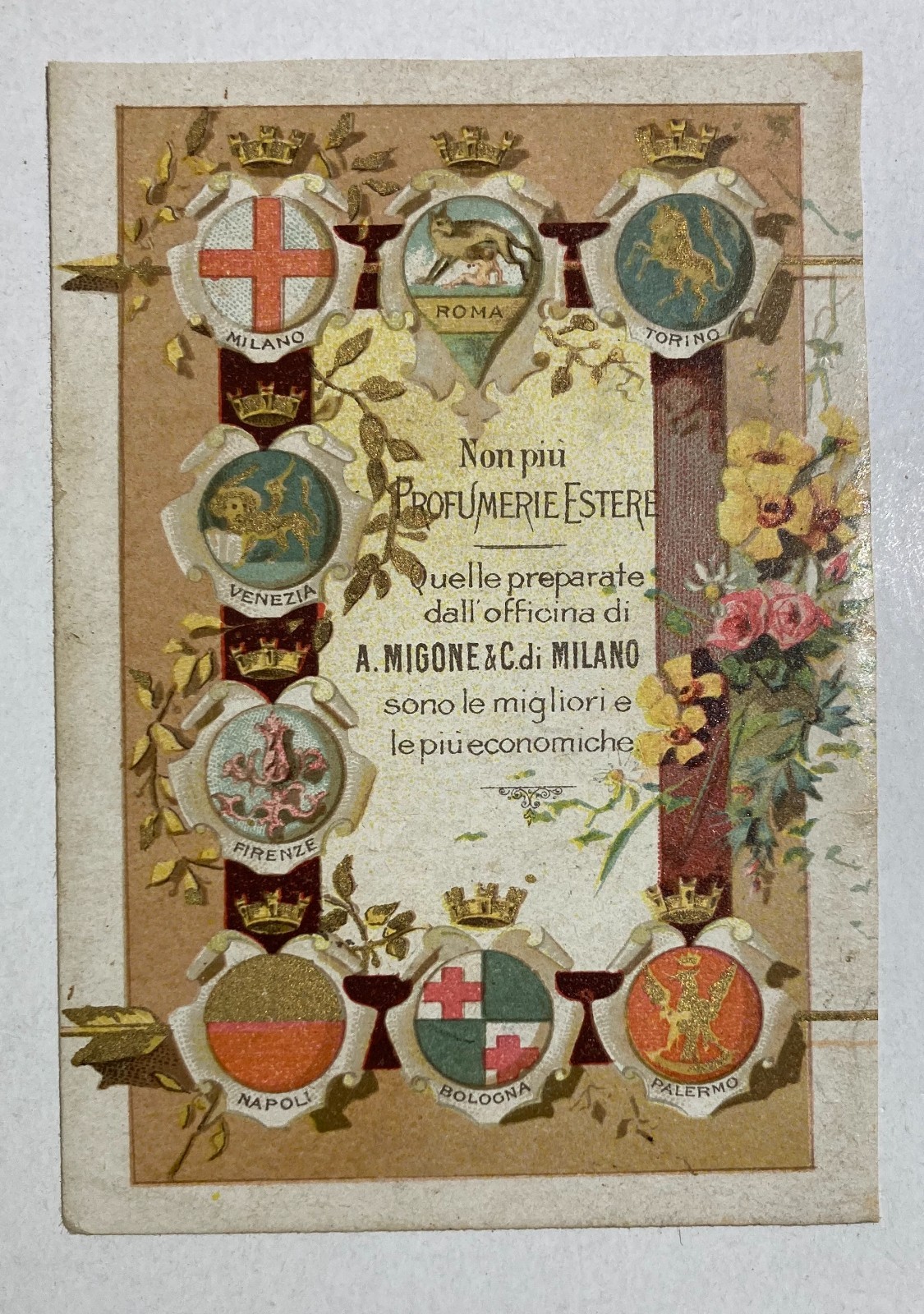 Profumeria Cosmesi Pubblicitaria Migone Stemmi Araldici Napoli, Palermo, Bologna