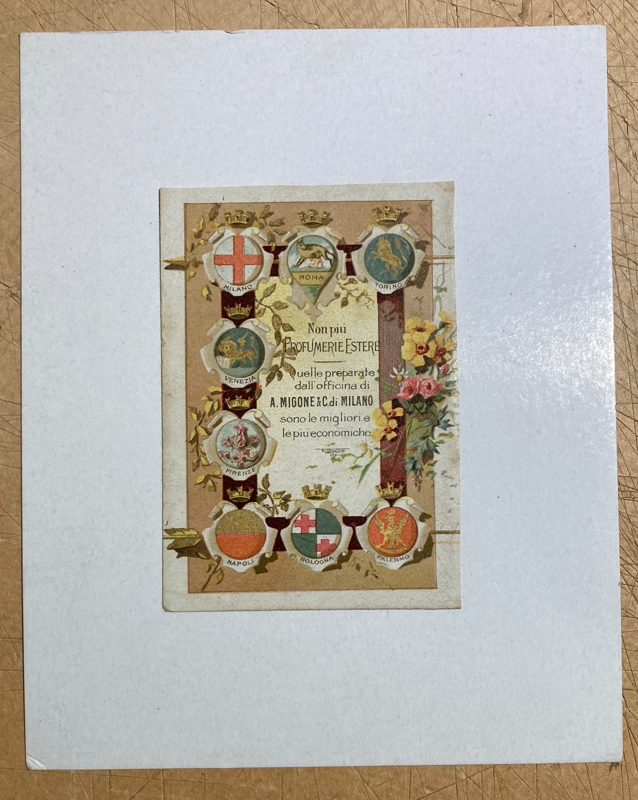 Profumeria Cosmesi Pubblicitaria Migone Stemmi Araldici Napoli, Palermo, Bologna