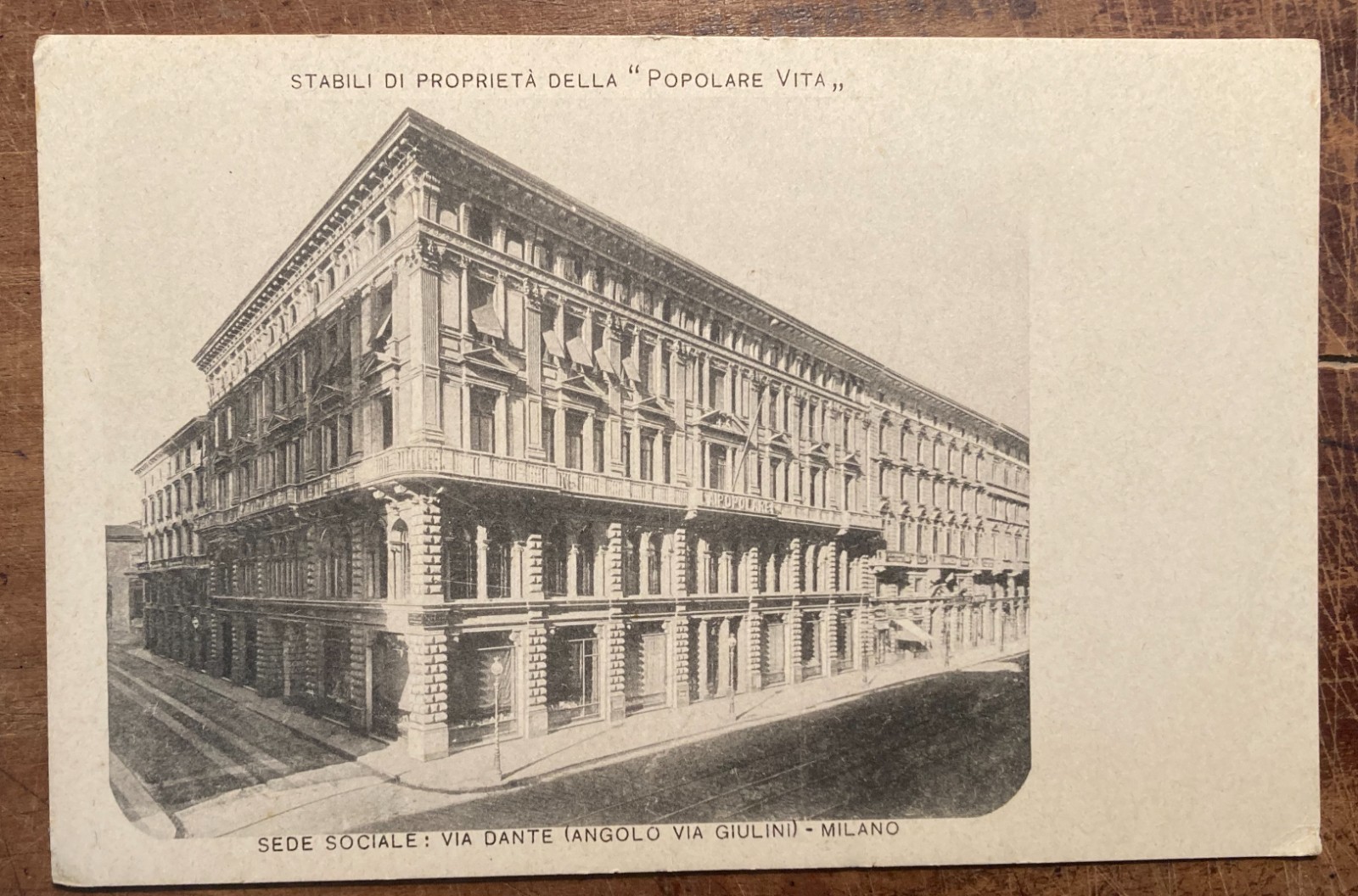 Assicurazioni Popolare Vita: Veduta Architettonica Della Sede Di Milano (cartolina)