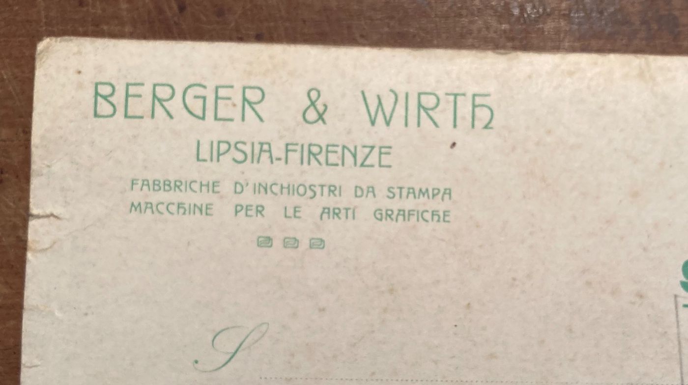 Tipografia, Inchiostri, Firenze, Lipsia: Berger & Wirth   Antica Cartolina, Militaria