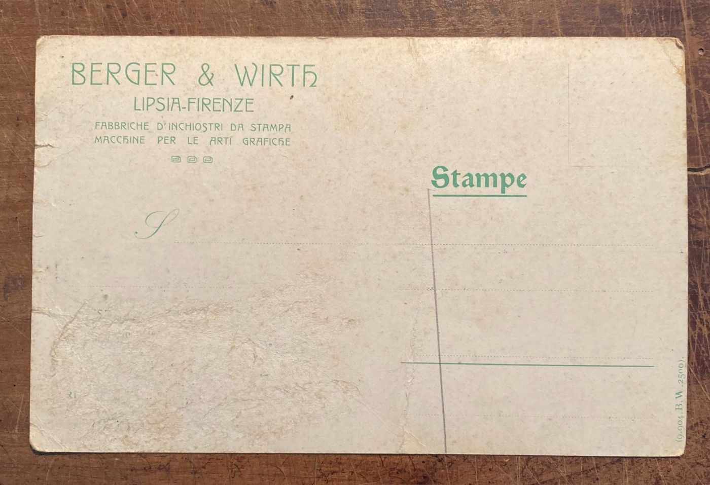 Tipografia, Inchiostri, Firenze, Lipsia: Berger & Wirth   Antica Cartolina, Militaria