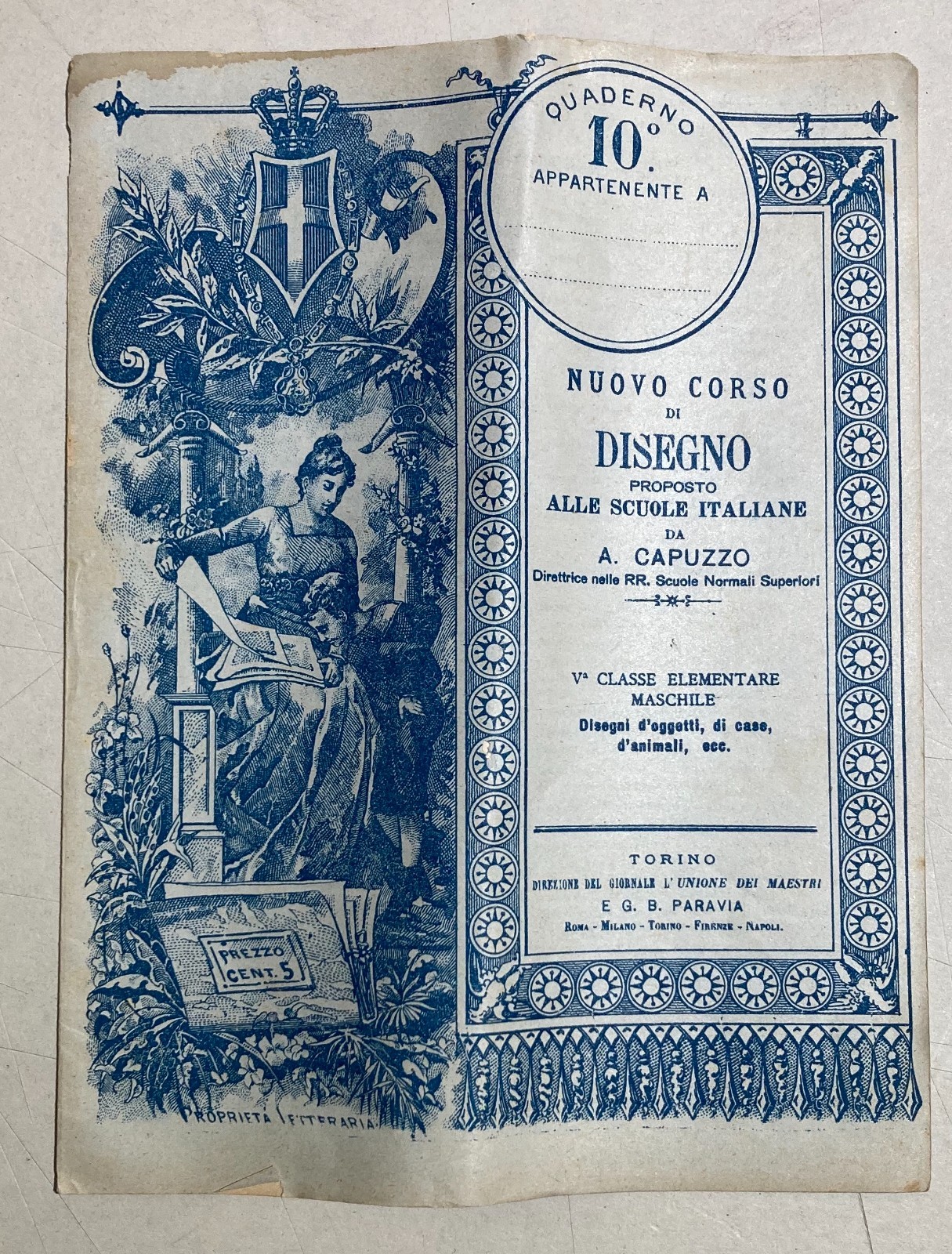 Scuola, Istruzione, Arte Del Disegno. A. Capuzzo, Antico Quaderno, Savoia, Casamicciola