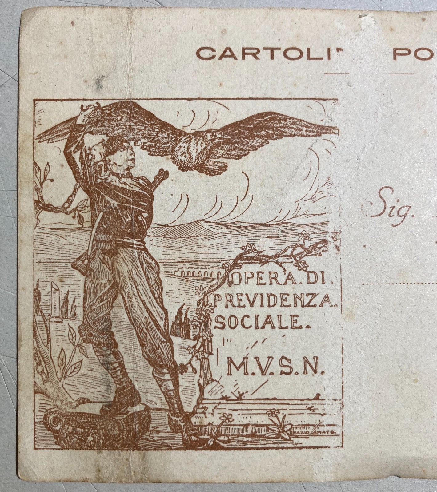 Fascismo   Opera Di Previdenza Sociale   MVSN   Illustratore Orazio Amato   Cartolina Postale