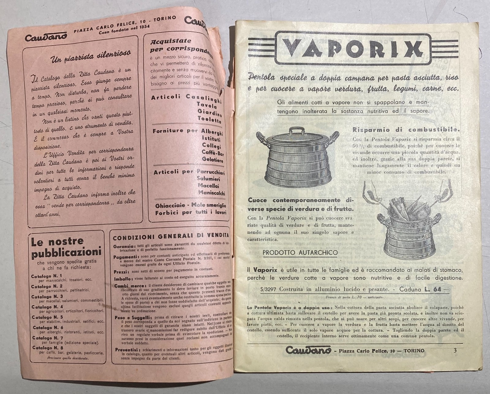 Caudano   Catalogo Illustrato E Prezzato   Articoli Vari Casalinghi   1940