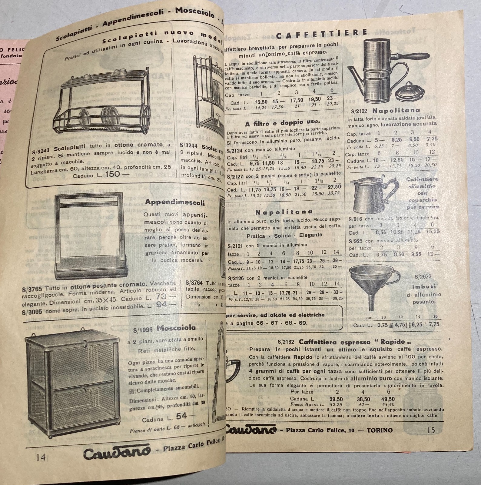 Caudano   Catalogo Illustrato E Prezzato   Articoli Vari Casalinghi   1940