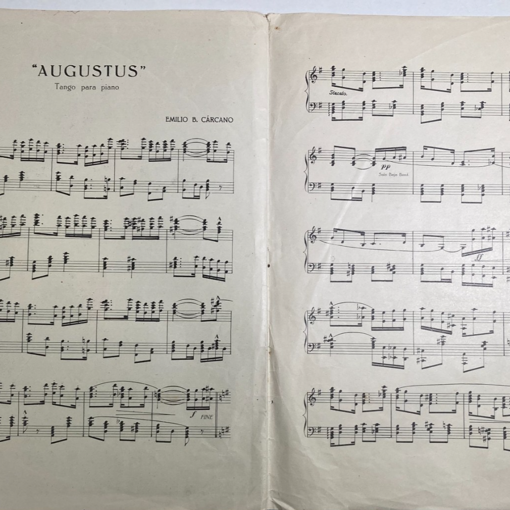 Musica: Tango "Augustus" Di Emilio B. Carcano, Spartito Musicale d'Epoca