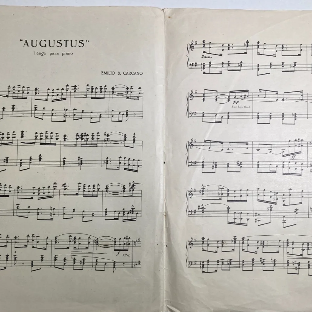 Musica: Tango "augustus" di Emilio B. Carcano, Spartito Musicale d'epoca