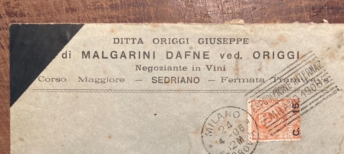 Milano, Sedriano, Puglia: Enologia E Vini Malgarini Origgi, Filatelia, 1906