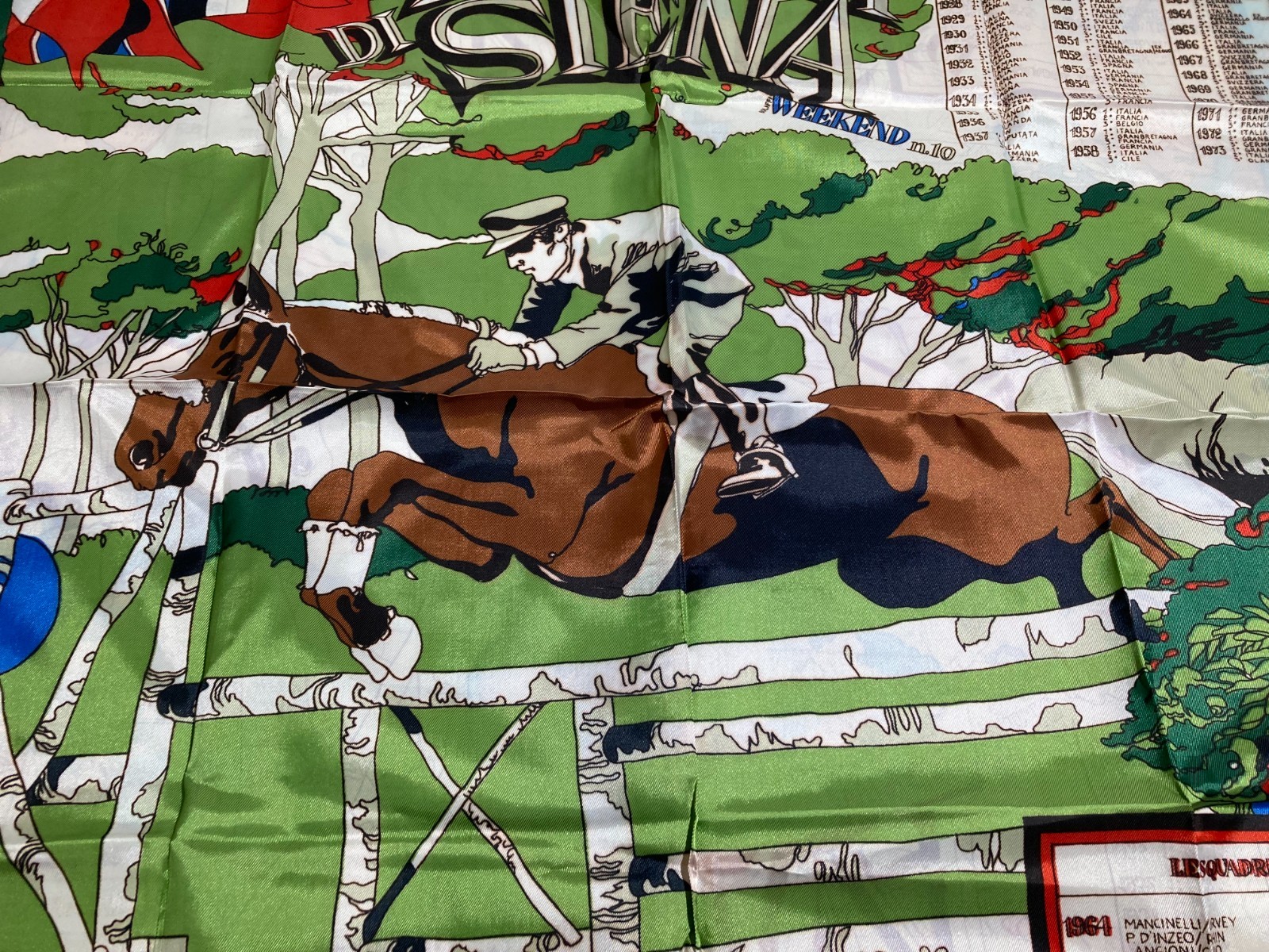 Equitazione, Cavalli E Palio Di Siena. Tessuto Pubblicitario Illustrato Da Rostagno