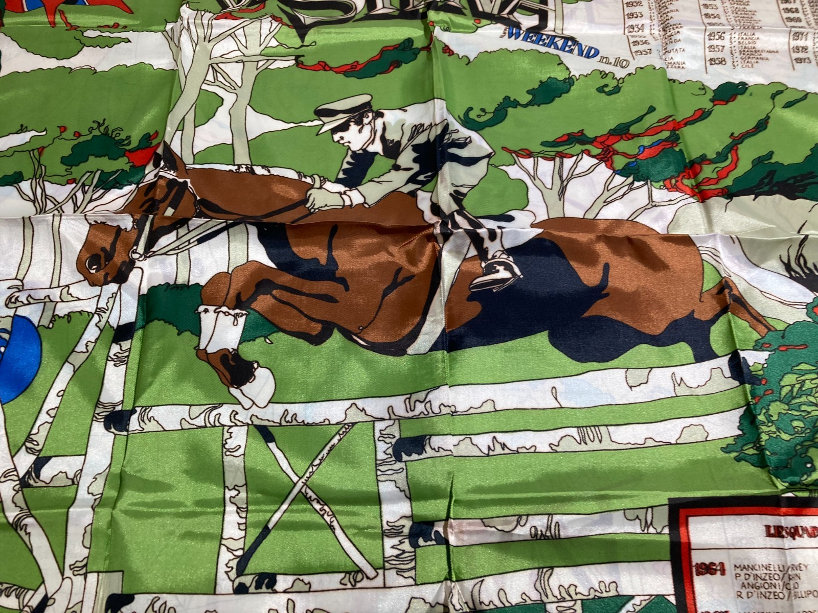 Equitazione, Cavalli E Palio Di Siena. Tessuto Pubblicitario Illustrato Da Rostagno