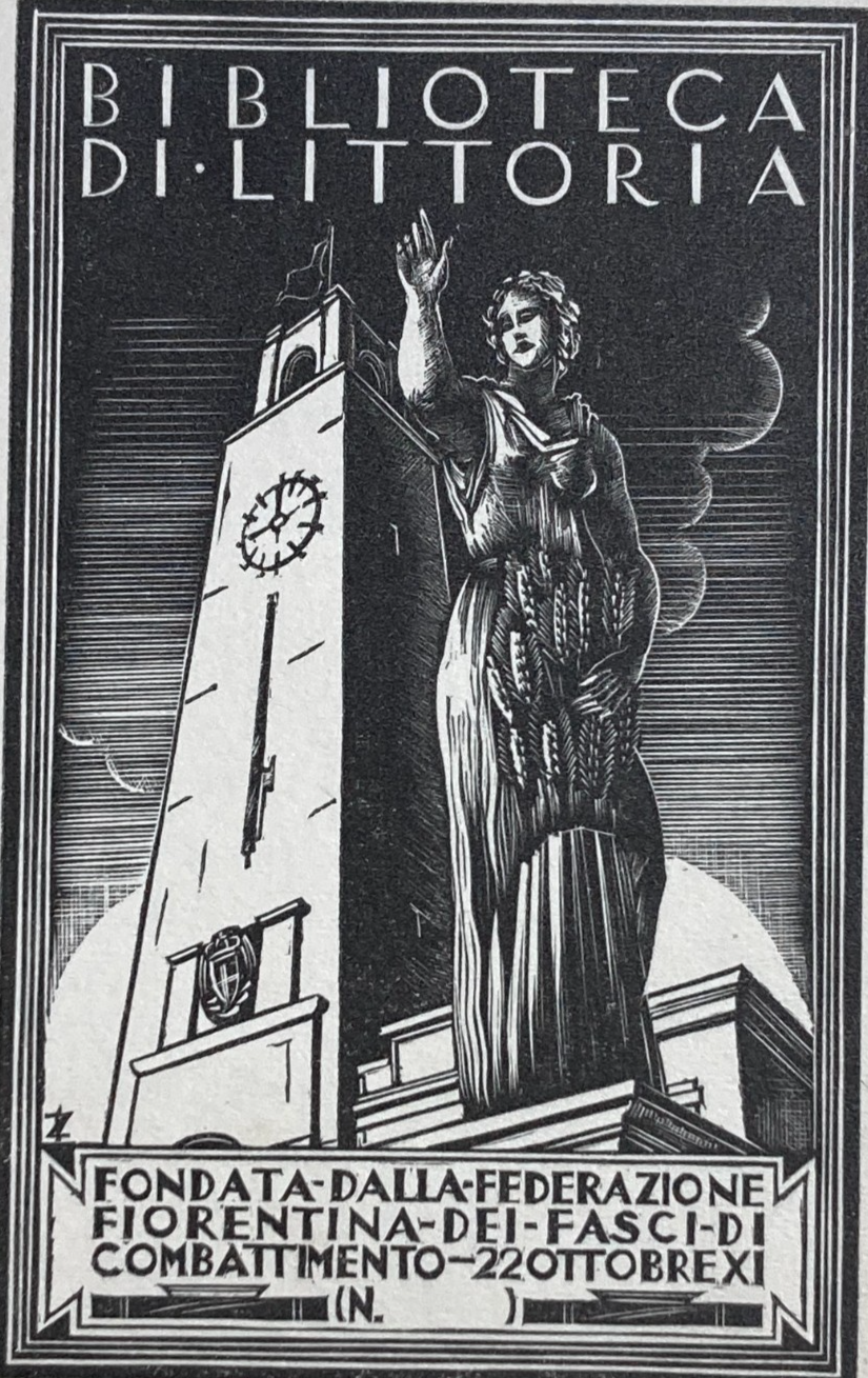 Allegoria Fascista: Littoria, Antico Ex Libris Xilografico
