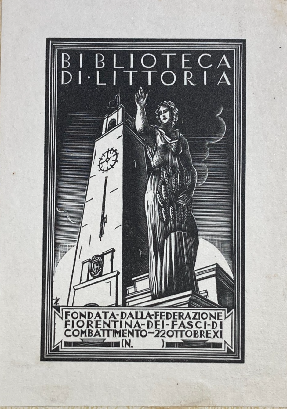 Allegoria Fascista: Littoria, Antico Ex Libris Xilografico