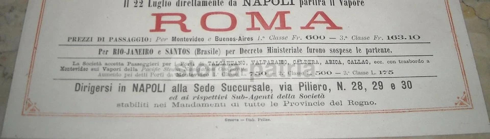 Genova, Napoli, Ngi Navigazione, Emigrazione In America, Plata, Manila, 1890