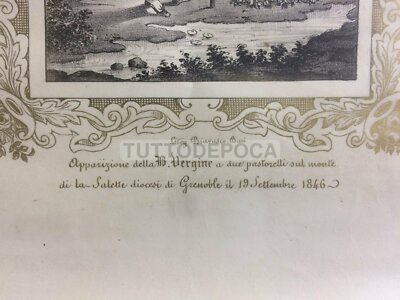 Vergine De La Salette, Grenoble. Litografia Originale, Bari, XIX Secolo