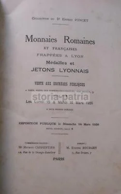 Numismatics, Antique Coins, Medals, Rome, France, Lyon, Heraldry, Poncet, Catalogue