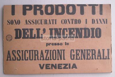 Venezia   Antico Cartone Pubblicitario Assicurazioni Generali (Incendio)