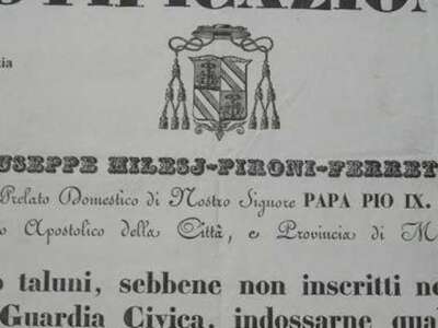 Marche, Macerata: Giuseppe Milesi Pironi Ferretti   Militaria, Guardia Civica, Uniformi, Pio IX