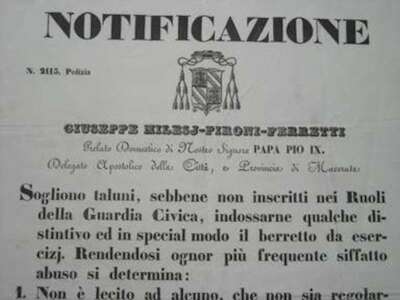 Marche, Macerata: Giuseppe Milesi Pironi Ferretti   Militaria, Guardia Civica, Uniformi, Pio IX