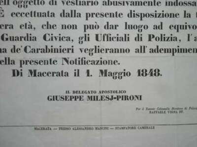 Marche, Macerata: Giuseppe Milesi Pironi Ferretti   Militaria, Guardia Civica, Uniformi, Pio IX