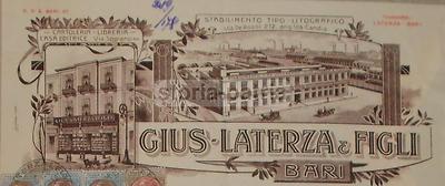 Puglia, Bari: Carta Intestata Gius. Laterza & Figli, Vedute Litografiche E Marche Da Bollo, 1928