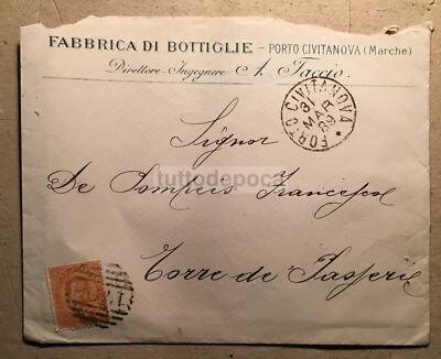 Porto Civitanova, Marche: Busta Pubblicitaria Fabbrica Di Bottiglie Ing. Faccio, 1889