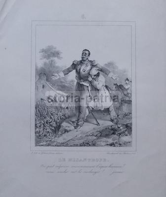 Arte Antica: Stampa Il Misantropo, Litografia Francese Dell'800, Gihaut