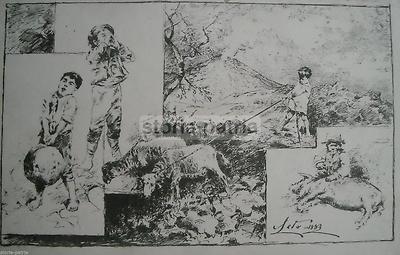 Arte Napoletana Dell'Ottocento: Folklore, Sicilia, Antonino Leto, Schizzi Vari E Pastorelli