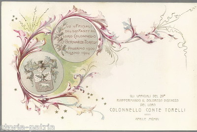 Sicilia, Palermo, Militaria, Fanteria, Bernardo Torelli, Araldica, Antica Cartolina