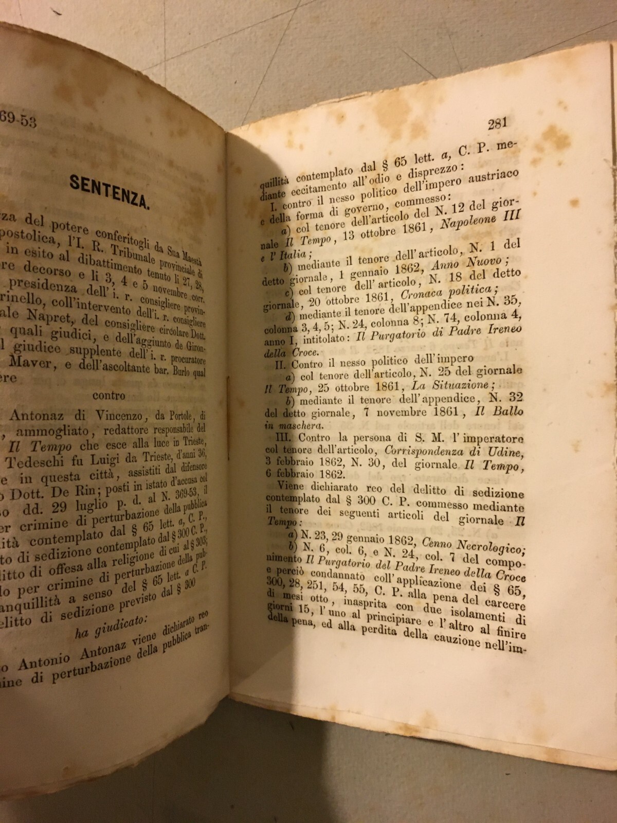 Processo Del Giornale Il Tempo Di Trieste: Risorgimento, Libertà Di Stampa E Cronache Del 1863