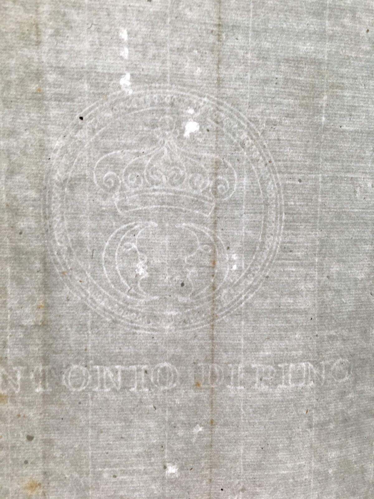 Collezionismo Cartaceo: Antica Carta Filigranata Di Pino   Araldica, Luna, Corona